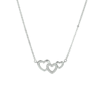 Collier hartjes en zirkonia 40 + 4 cm