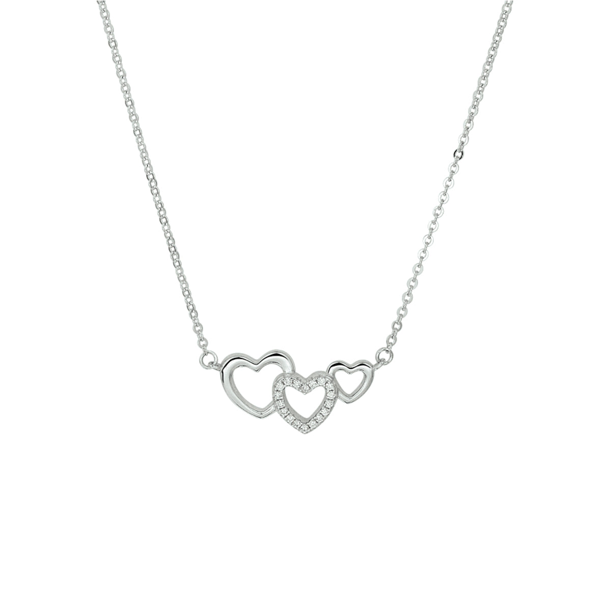 Collier hartjes en zirkonia 40 + 4 cm
