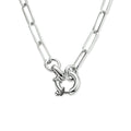 Collier paperclip platte buis 3.8 mm 42 cm met groot springslot