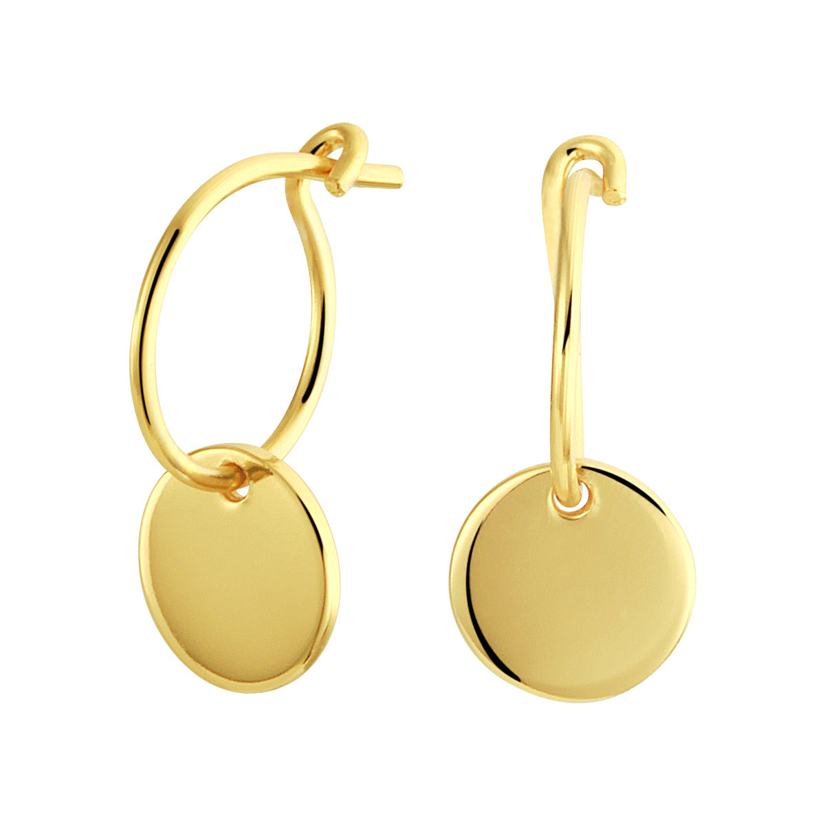 Oorringen - zilver verguld met hanger