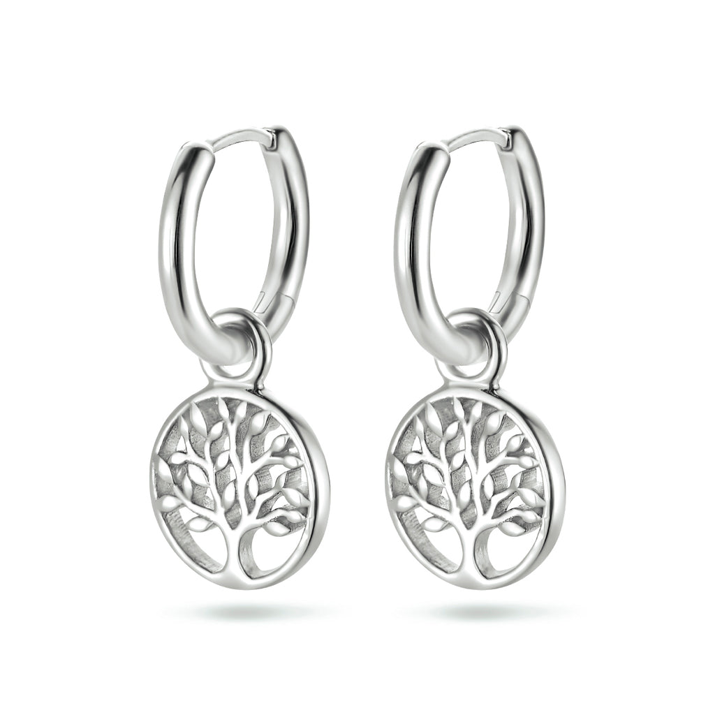 Zilver gerhodineerd klap creolen (scharnier)