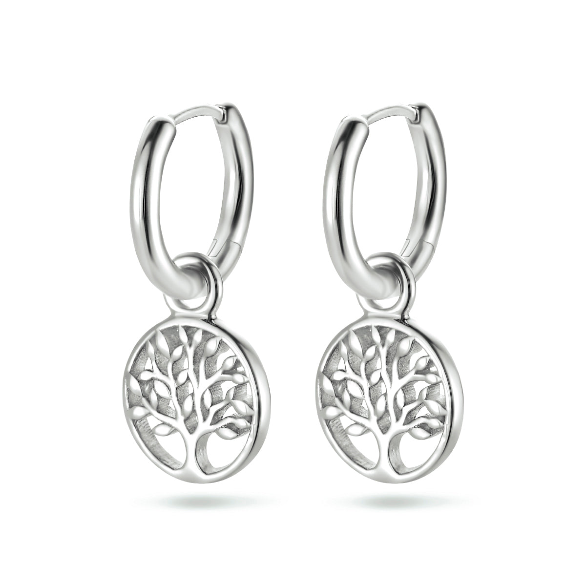 Zilver gerhodineerd klap creolen (scharnier)