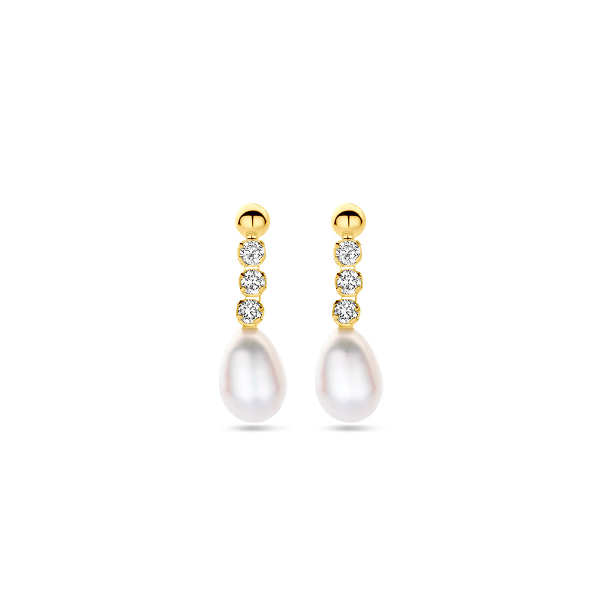 Oorhangers zirkonia en parel 19 mm