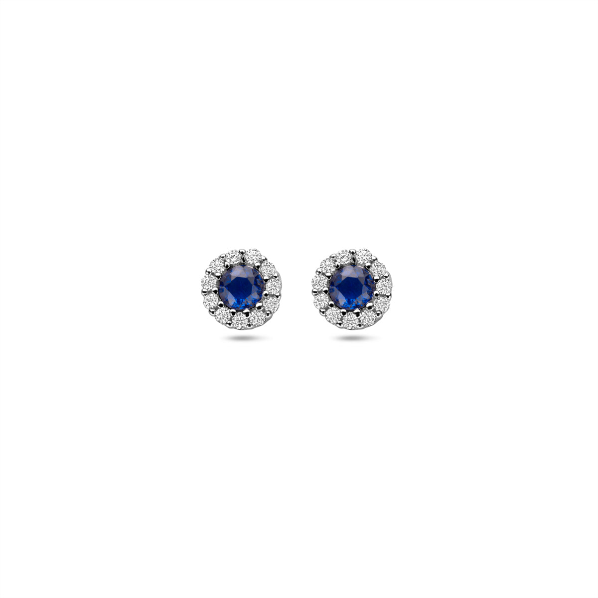 Oorknoppen saffier zirkonia 6 mm