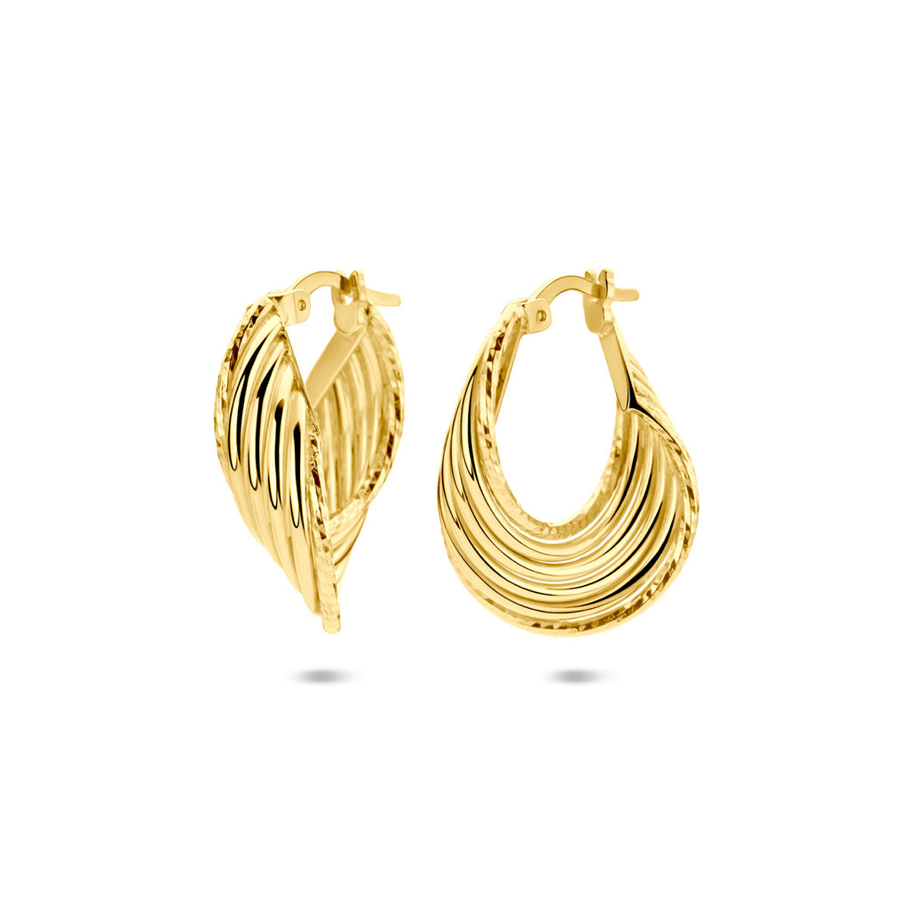 Goud geel op Zilver creolen