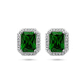 Oorknoppen groen en wit zirkonia halo