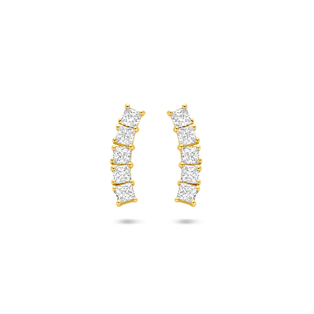 14k Geelgouden oorknoppen zirkonia 12 mm