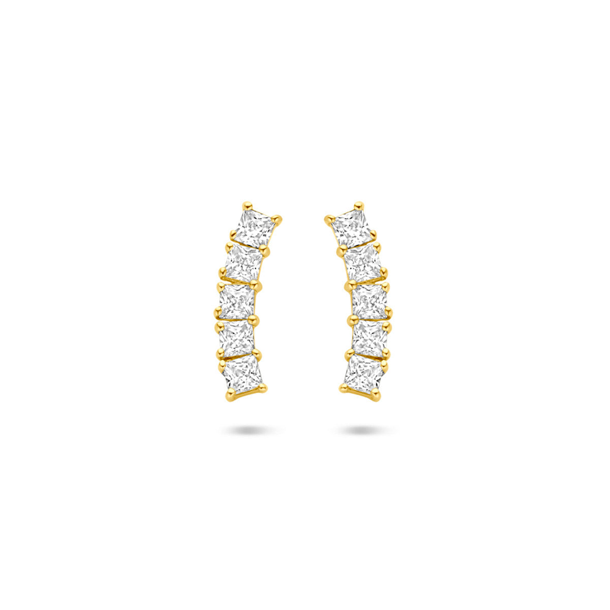 14k Geelgouden oorknoppen zirkonia 12 mm