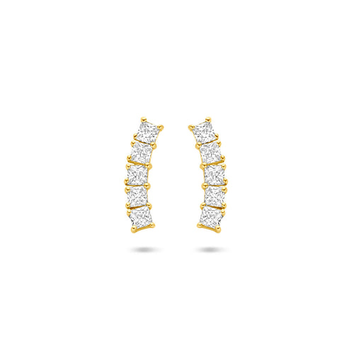 14k Geelgouden oorknoppen zirkonia 12 mm