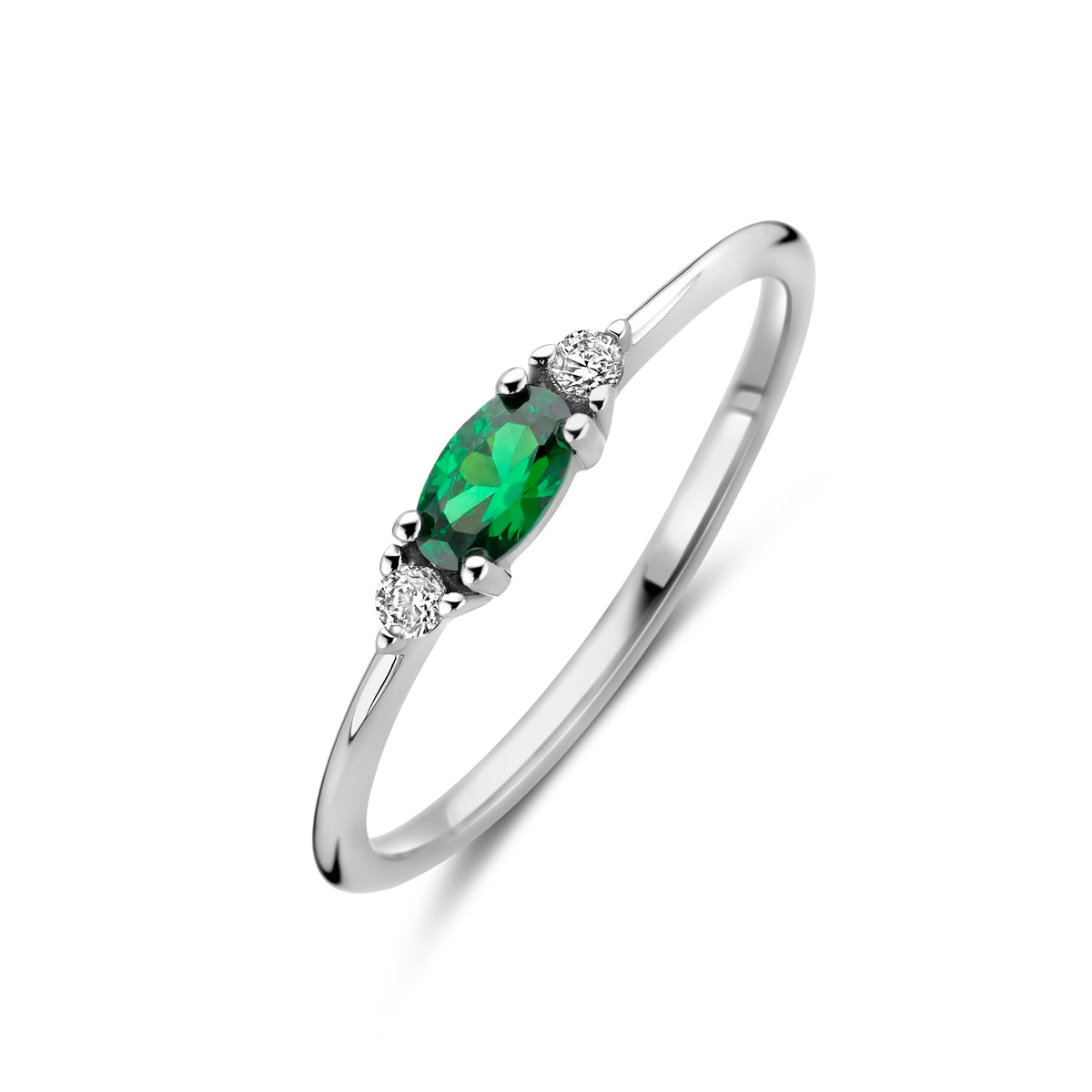 Ring wit en groen zirkonia