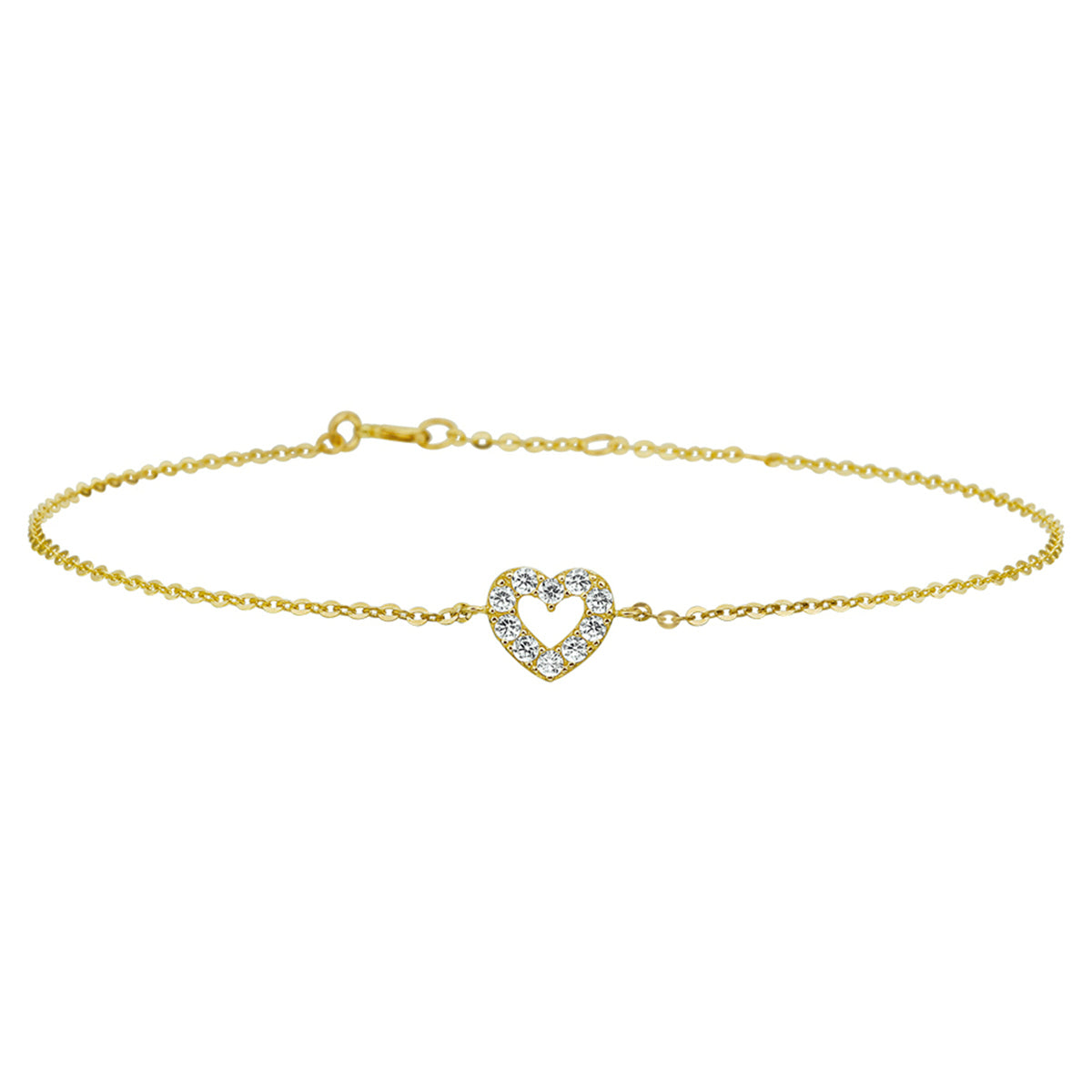 Armband hart zirkonia 1.0 mm 16.5 - 18.5 cm