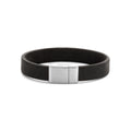 Armband staal/leer 19cm 12 mm