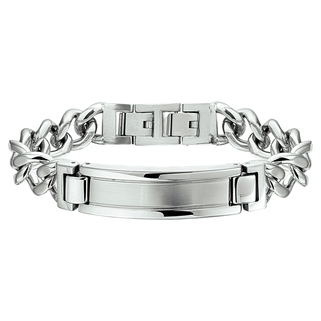 Graveerarmband poli/mat plaat 12 mm 21.5 + 1.5 cm