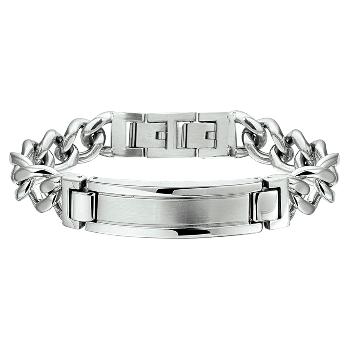 Graveerarmband poli/mat plaat 12 mm 21.5 + 1.5 cm