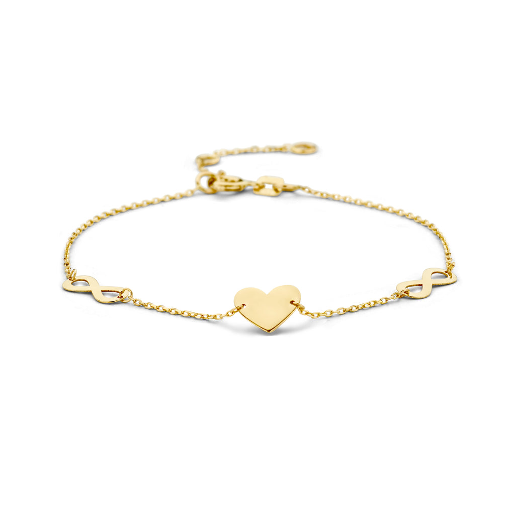 Armband hart en infinity 15.5 - 17 - 18.5 cm