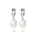 Zilver gerhodineerd klap creolen (scharnier)