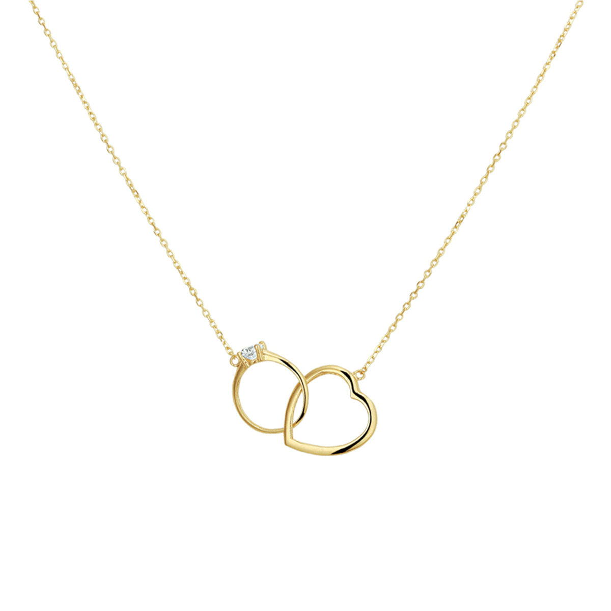 Collier hart rond zirkonia 40 - 42 - 44 cm