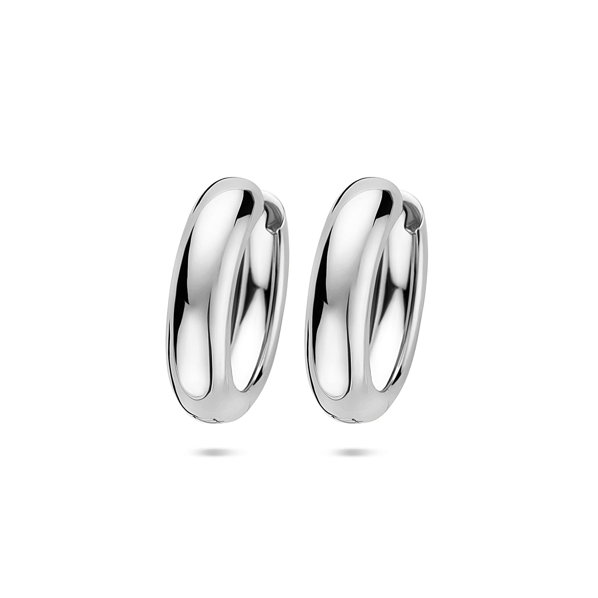 Zilver gerhodineerd klap creolen (scharnier)