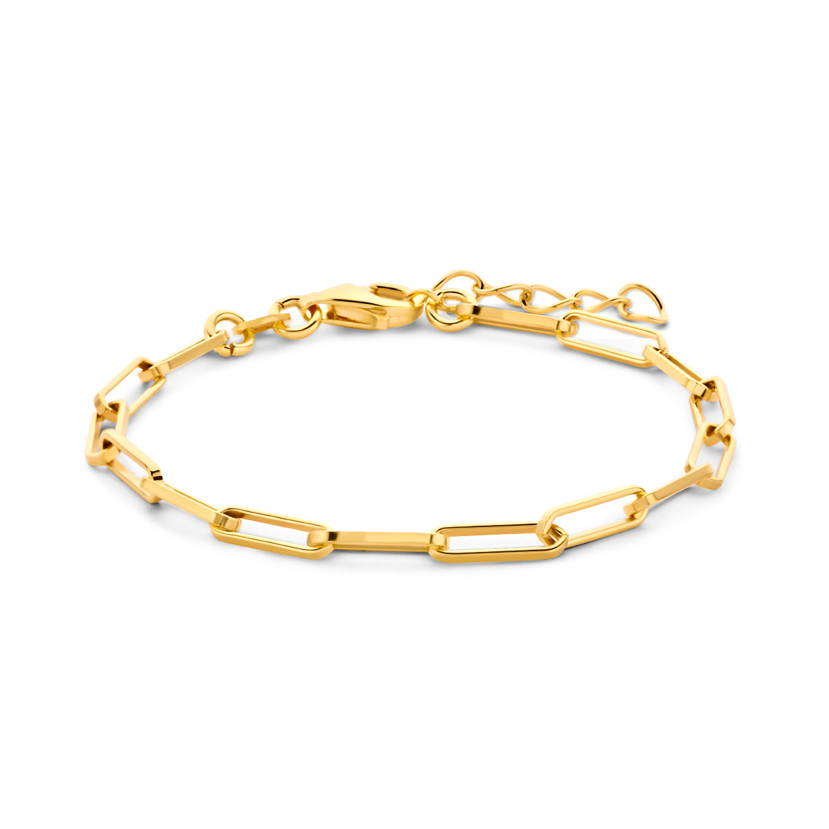 Armband paperclip vierkante buis 3.0 mm 15.5 + 2.5 cm 3 micron