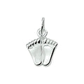Zilveren hanger 2 voetjes 10mm Dames