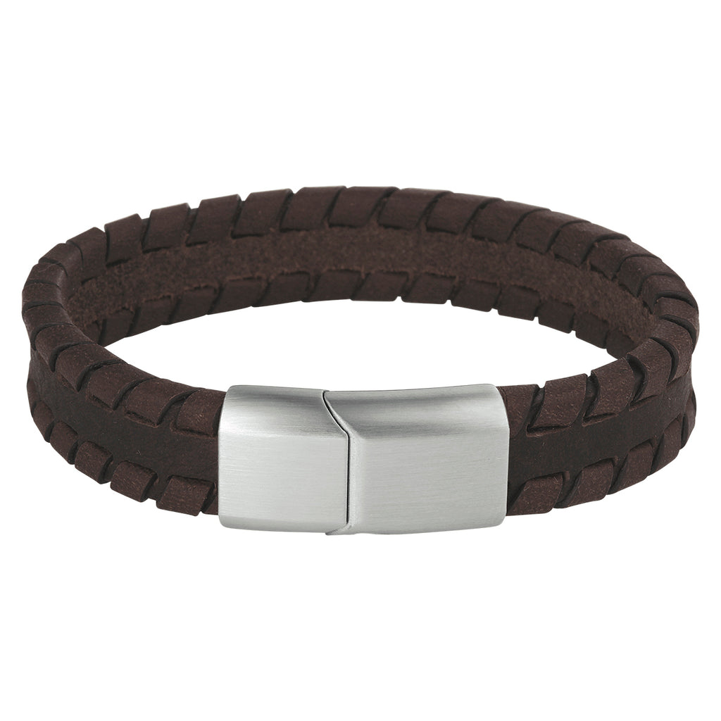 Armband leer donkerbruin 12 mm
