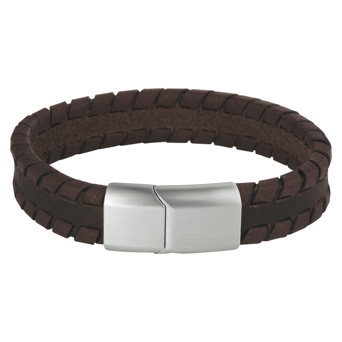 Armband leer donkerbruin 12 mm