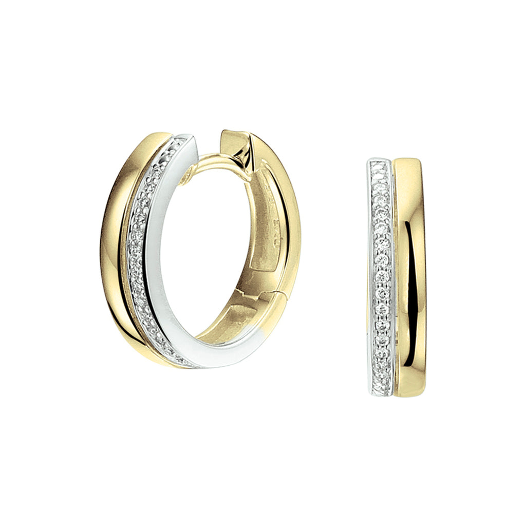 Klapoorringen diamant 0.09ct (2x 0.045ct) h si