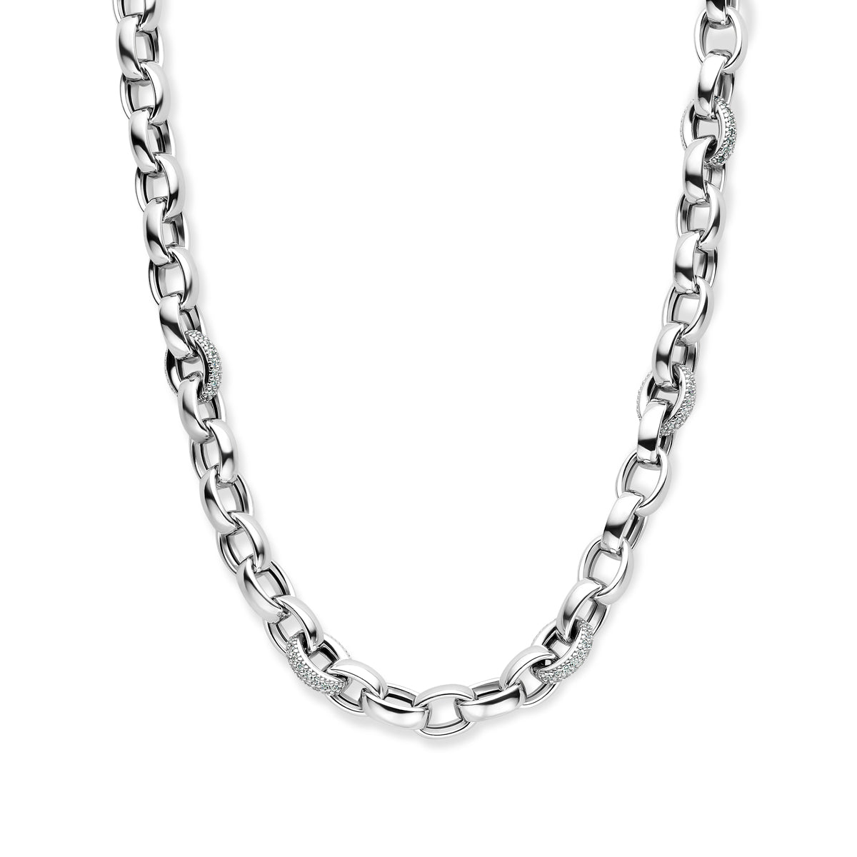 Collier jasseron ovaal zirkonia 7.5 mm 45 cm