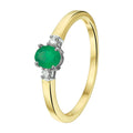 Ring smaragd en diamant 0.05ct h si