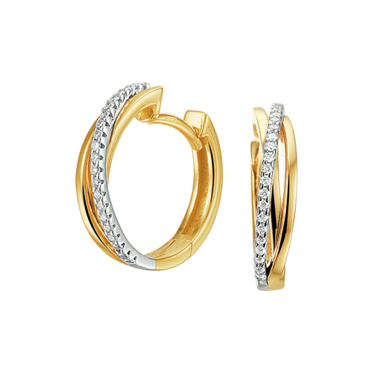 Klapoorringen diamant 0.12ct (2x0.06ct) h si