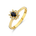 Ring saffier en diamant 0.08ct h p1 halo