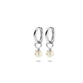 Zilver gerhodineerd klap creolen (scharnier)