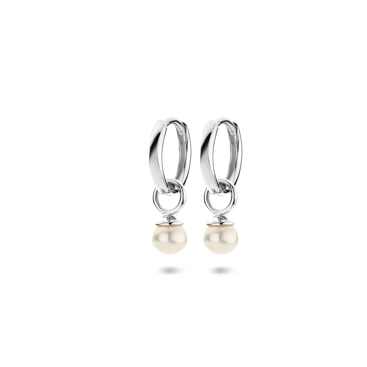 Zilver gerhodineerd klap creolen (scharnier)