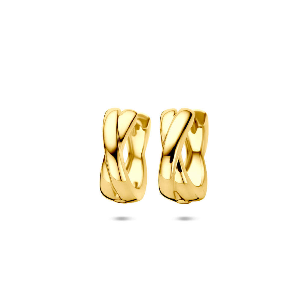 Goud geel op Zilver klap creolen (scharnier)