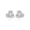 Oorknoppen bloem parel en zirkonia 12 mm