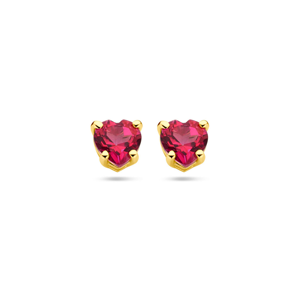 Oorknoppen hart roze topaas