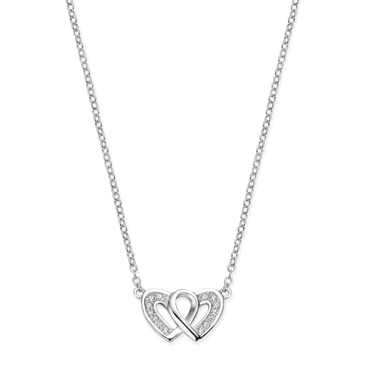 Collier hartjes zirkonia 41 + 4 cm