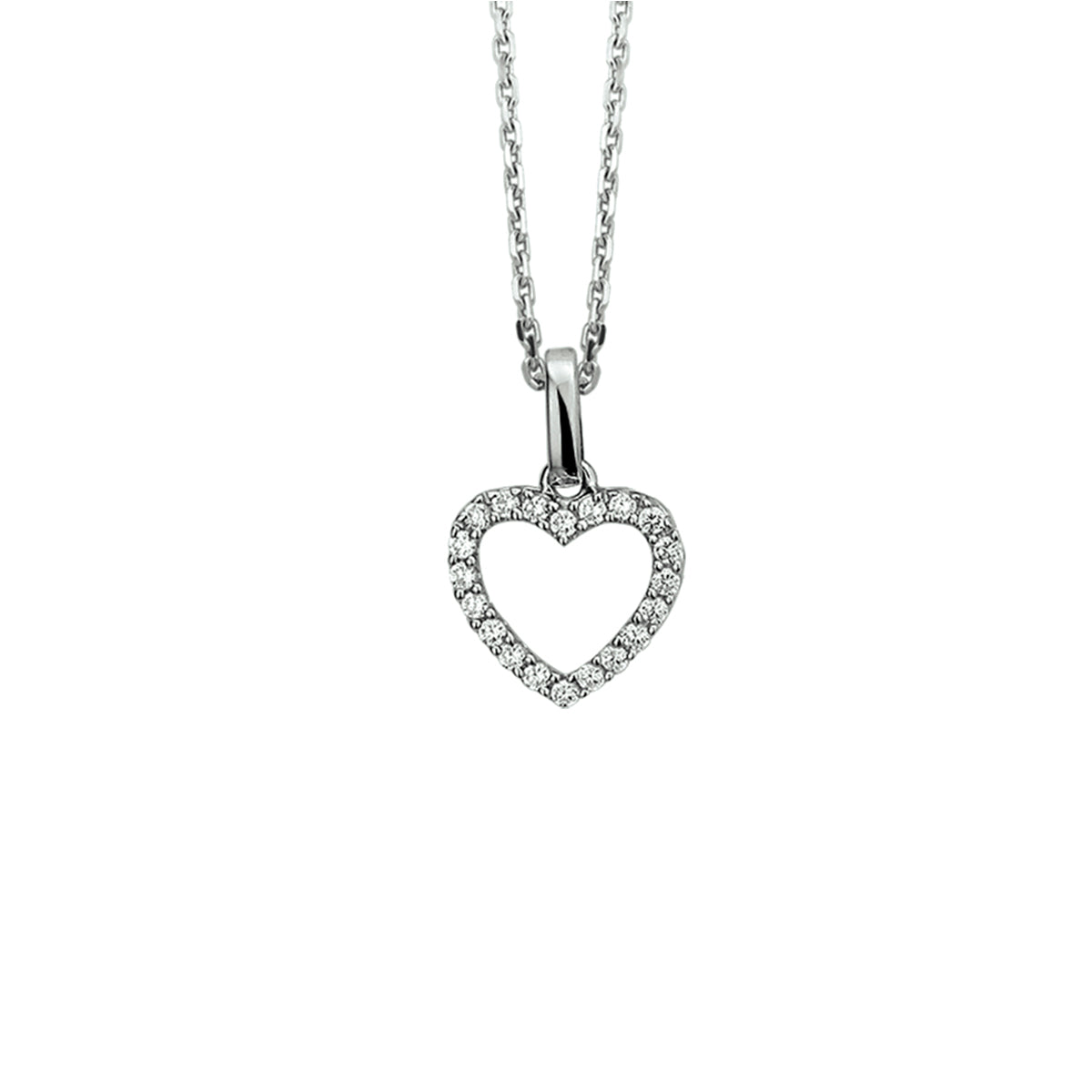Collier hart zirkonia 41 + 4 cm