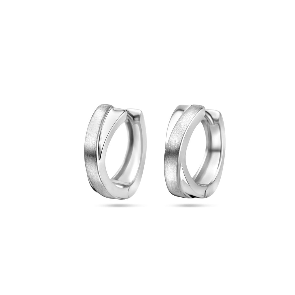 Zilver gerhodineerde oorbellen 14/5mm cross