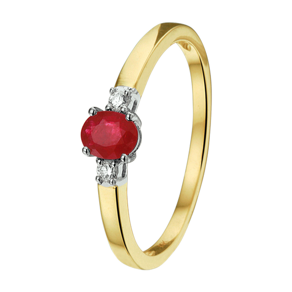 Ring robijn  en diamant 0.05ct h si