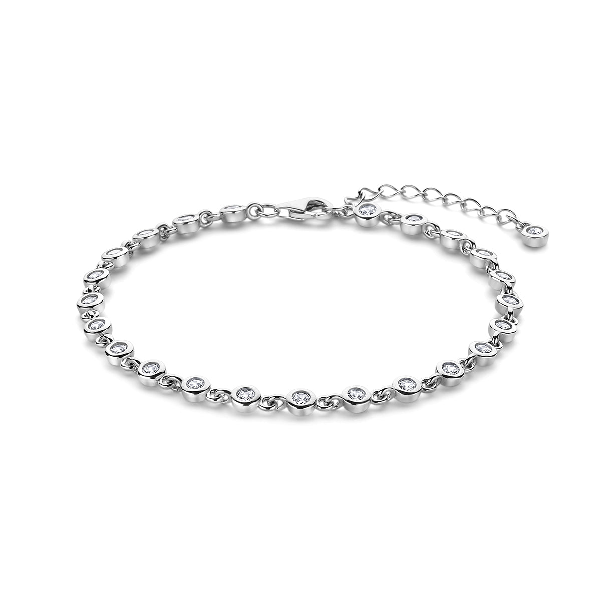 Zilveren Armband zirkonia 17 + 3 cm