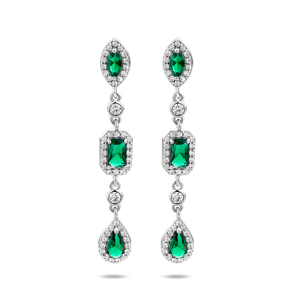 Oorhangers wit en groen zirkonia