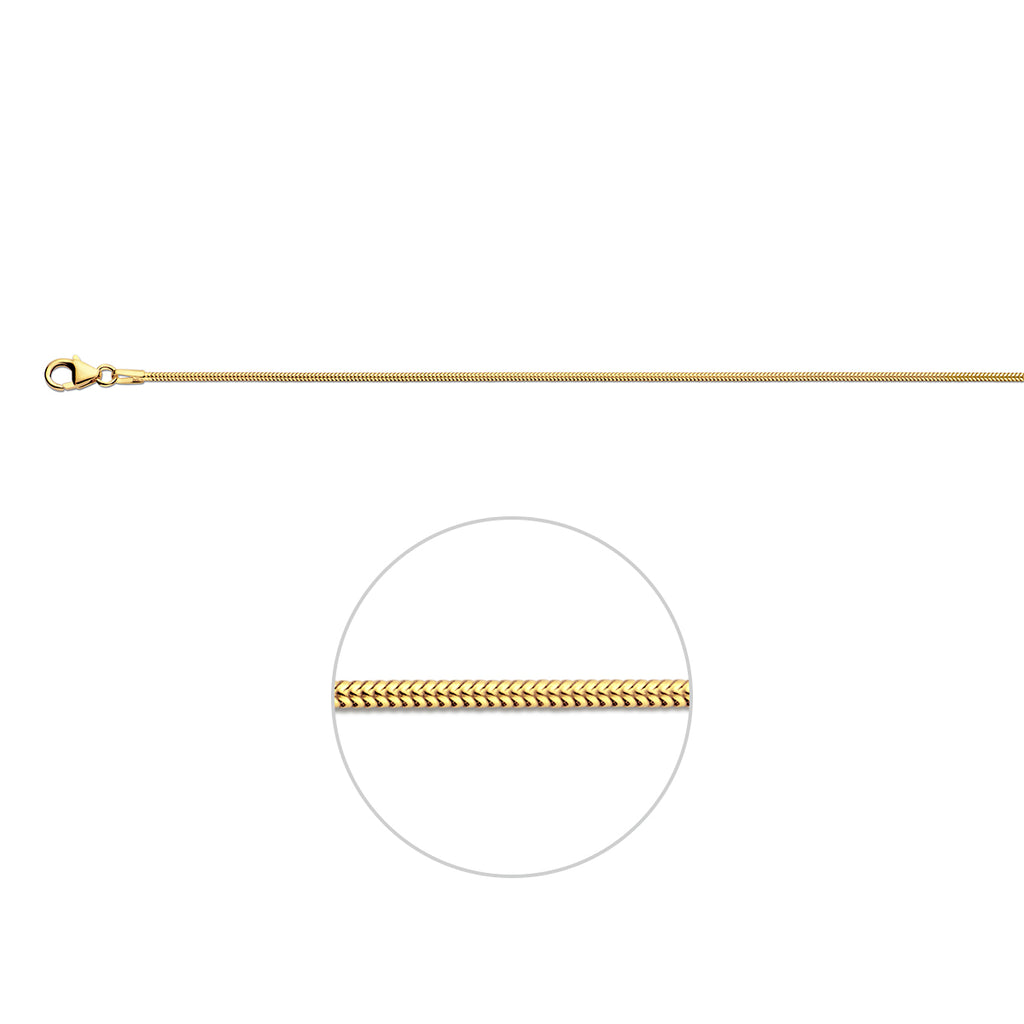 Armband slang rond 1.2 mm 19 + 2 cm (heren lengte)