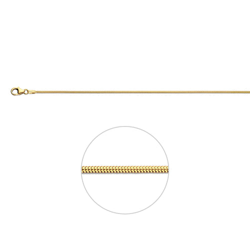 Armband slang rond 1.2 mm 19 + 2 cm (heren lengte)