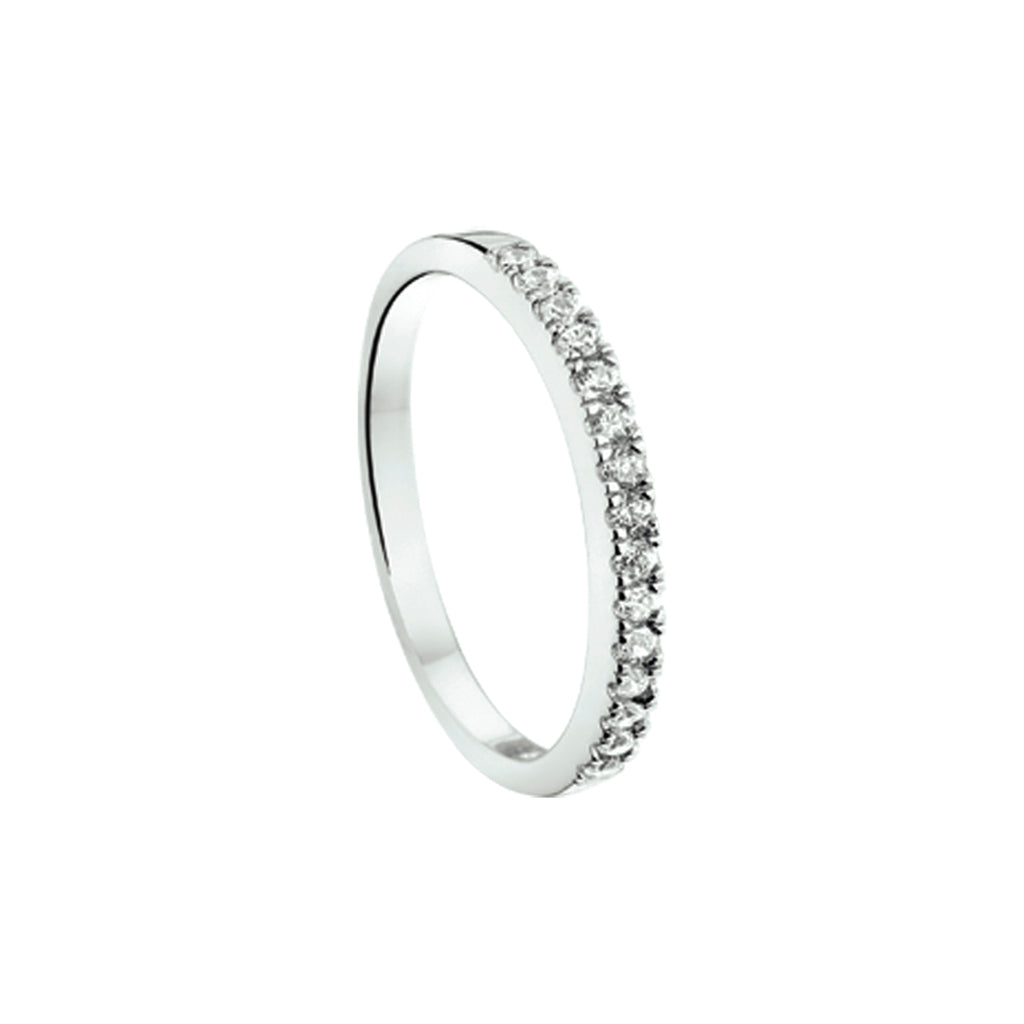 Zilveren aanschuif ring - Gerhodineerd - Zirkonia - Maat 17.75