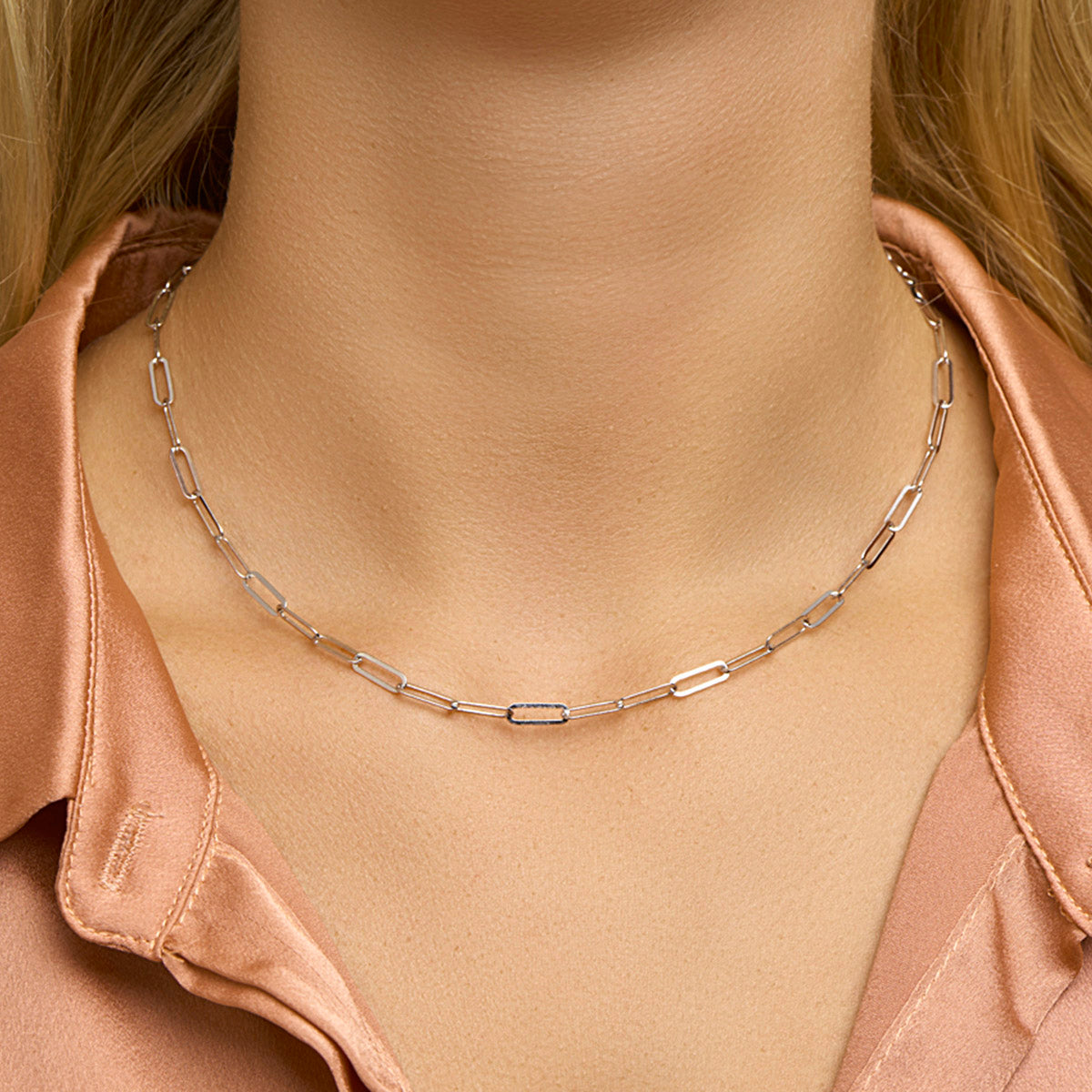 Collier paperclip platte buis 3.8 mm 41 + 4 cm