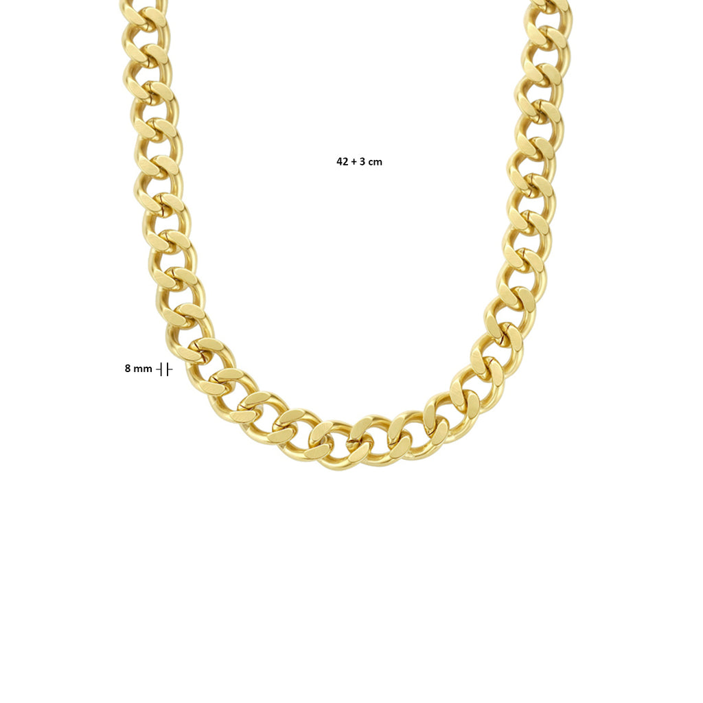 Collier geslepen gourmette 8.0 mm 42 + 3 cm ion plating met groot springslot