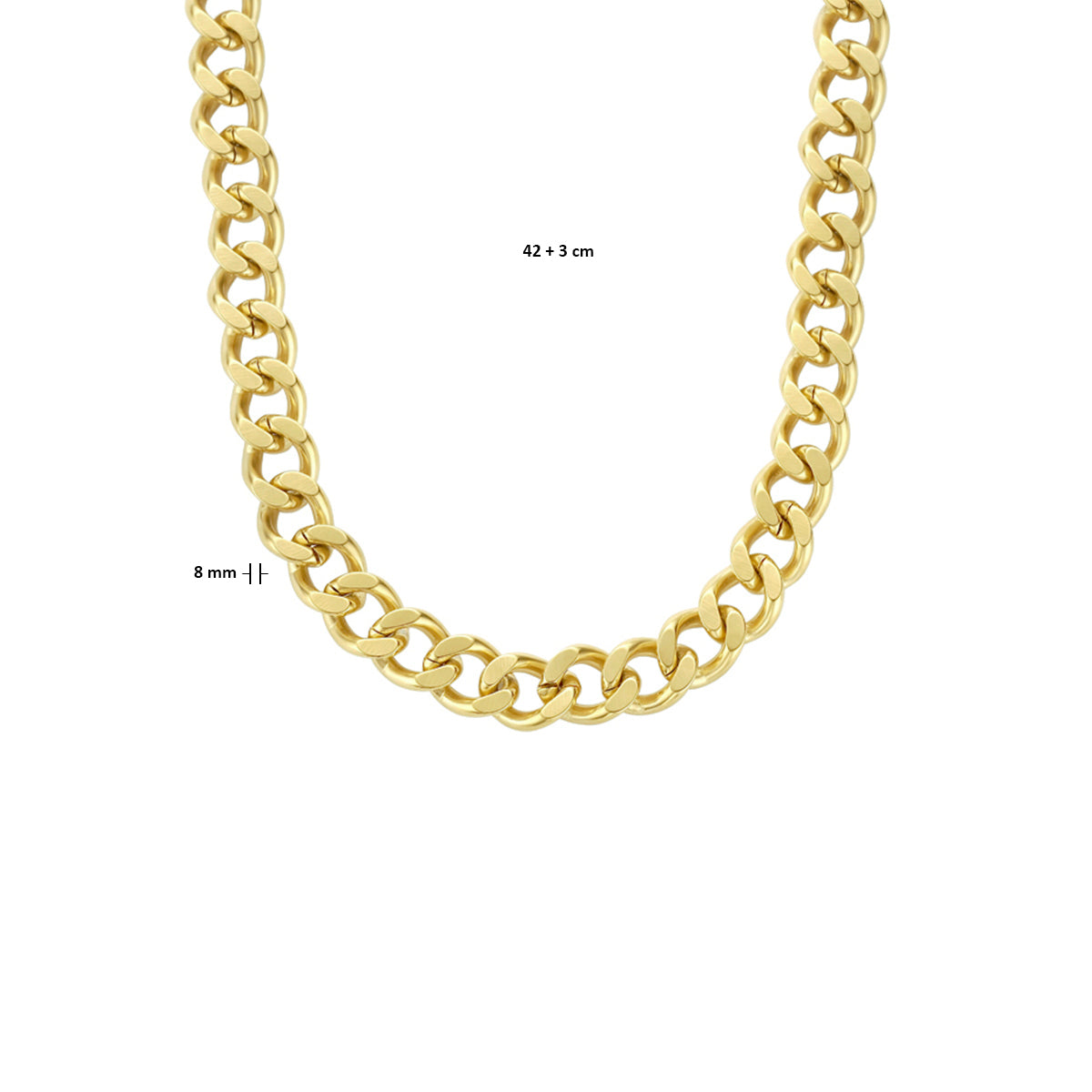 Collier geslepen gourmette 8.0 mm 42 + 3 cm ion plating met groot springslot