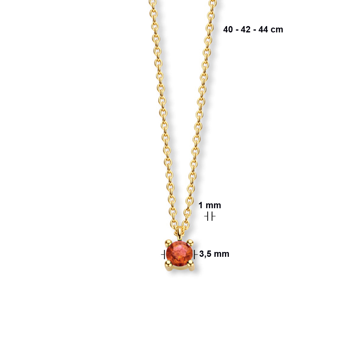 Collier met geboortesteen 40 - 42 - 44 cm