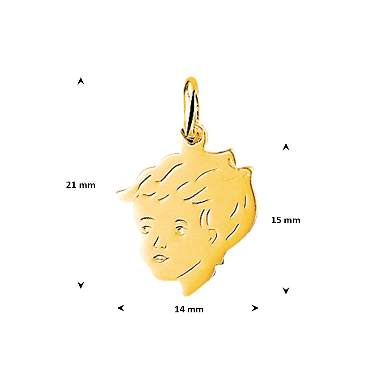 Geelgouden hanger met kinderhoofdje jongen